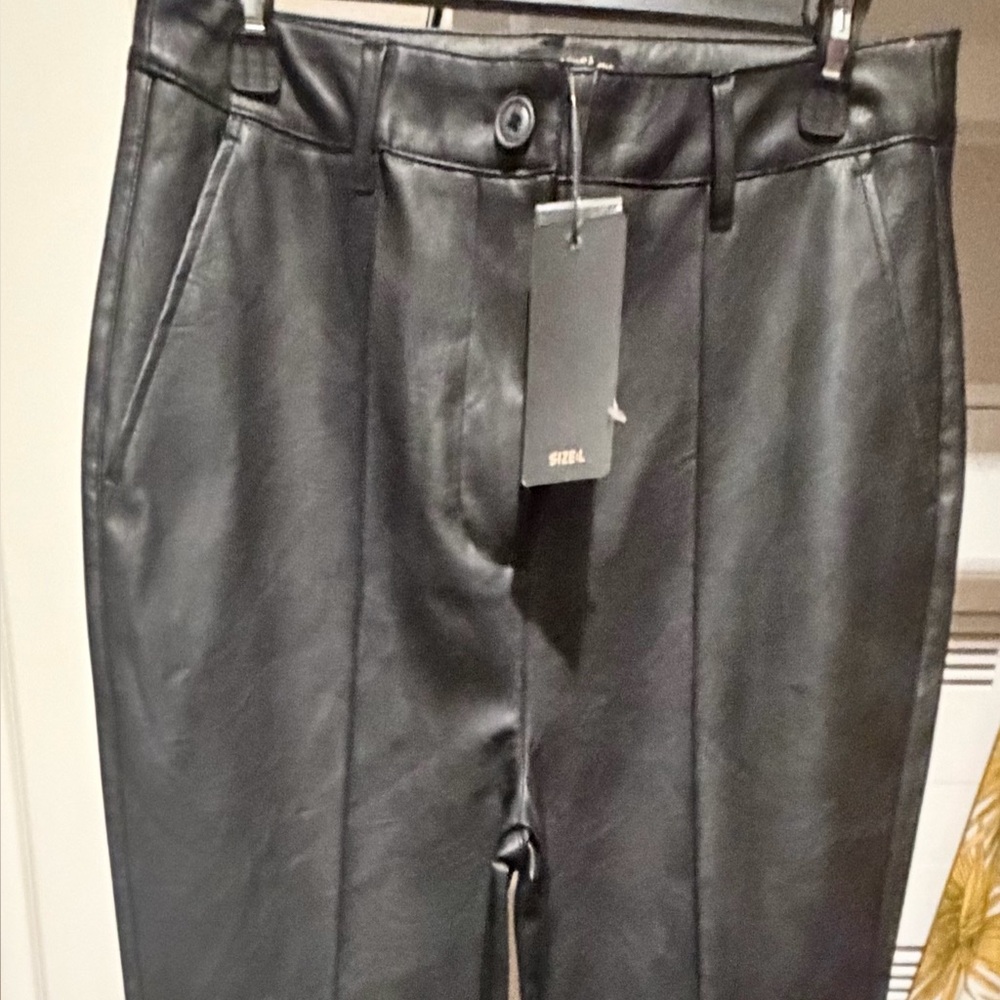 Shinestar Black Faux Leather Flared Pants